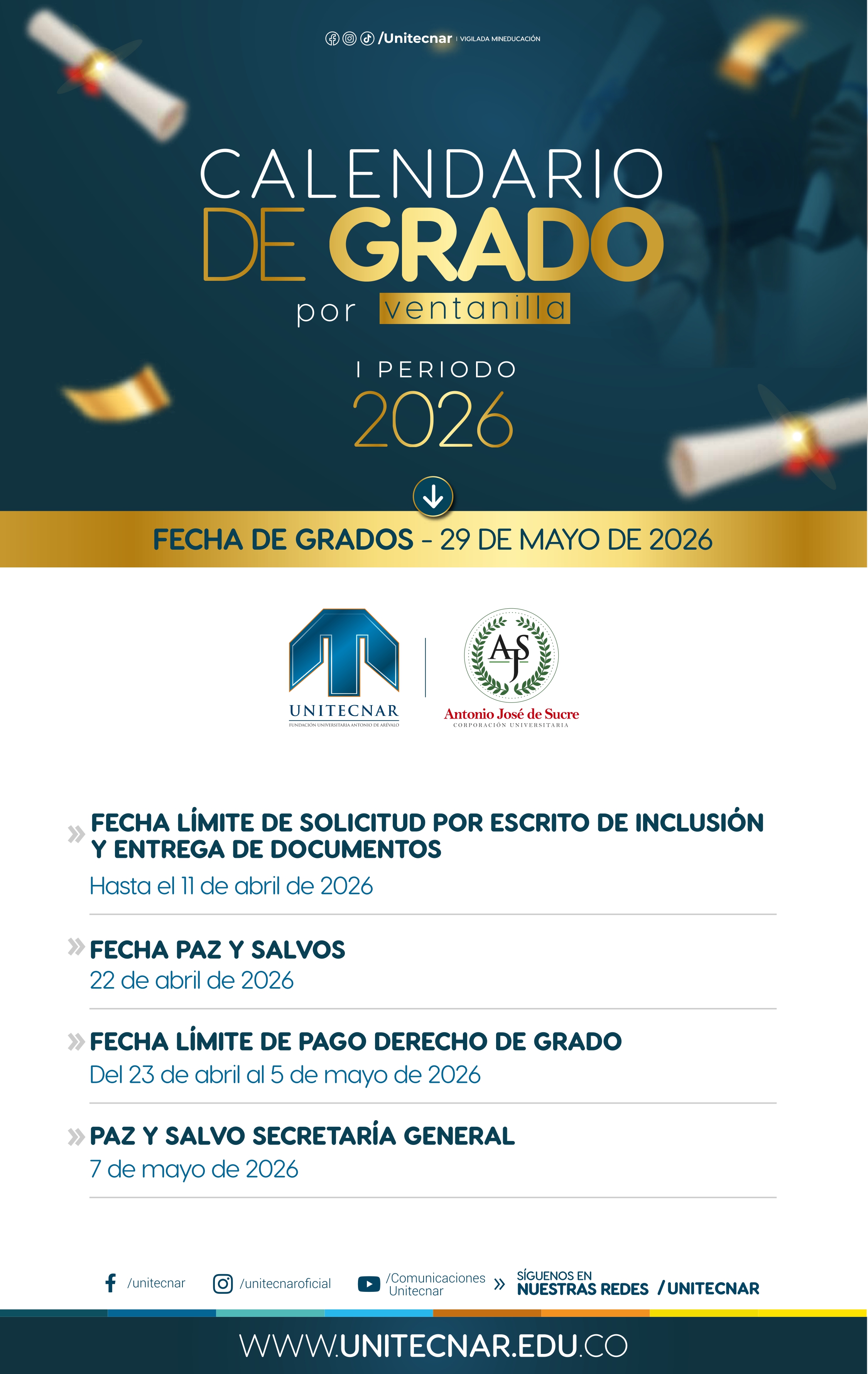 Calendario de grados por ventanilla